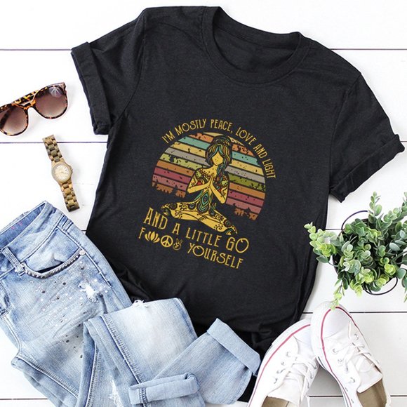 Graphic Short Sleeve Tee Peace, Love, Light, #%!* - Picture 4 of 7